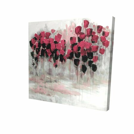 FONDO 32 x 32 in. Pink & Black Flowers Field-Print on Canvas FO2792863